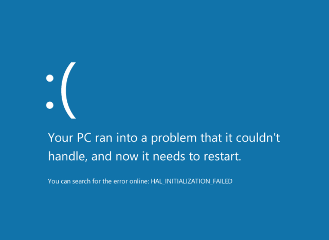 Blue screen of death from Windows